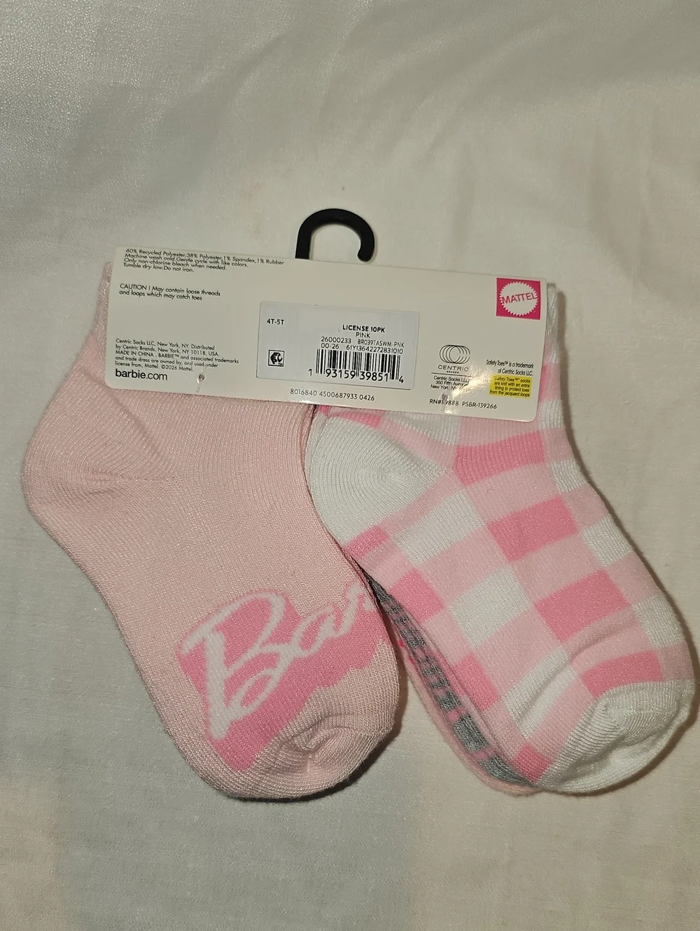 Mattel-Barbie Character Toddler Ankle Socks, 10-pack, Size 4T-5T New